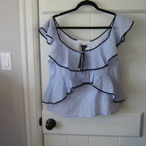 J. Crew Blue and White Striped Blouse